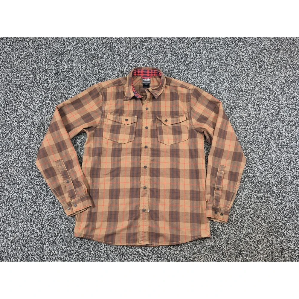 The North Face Shirt Men's Small Plaid Snap‎ Button Long Sleeve Outdoors Hiking